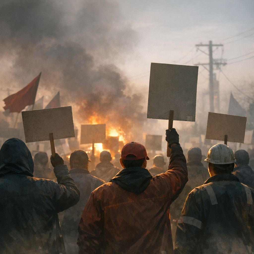 picketing workers during the strike