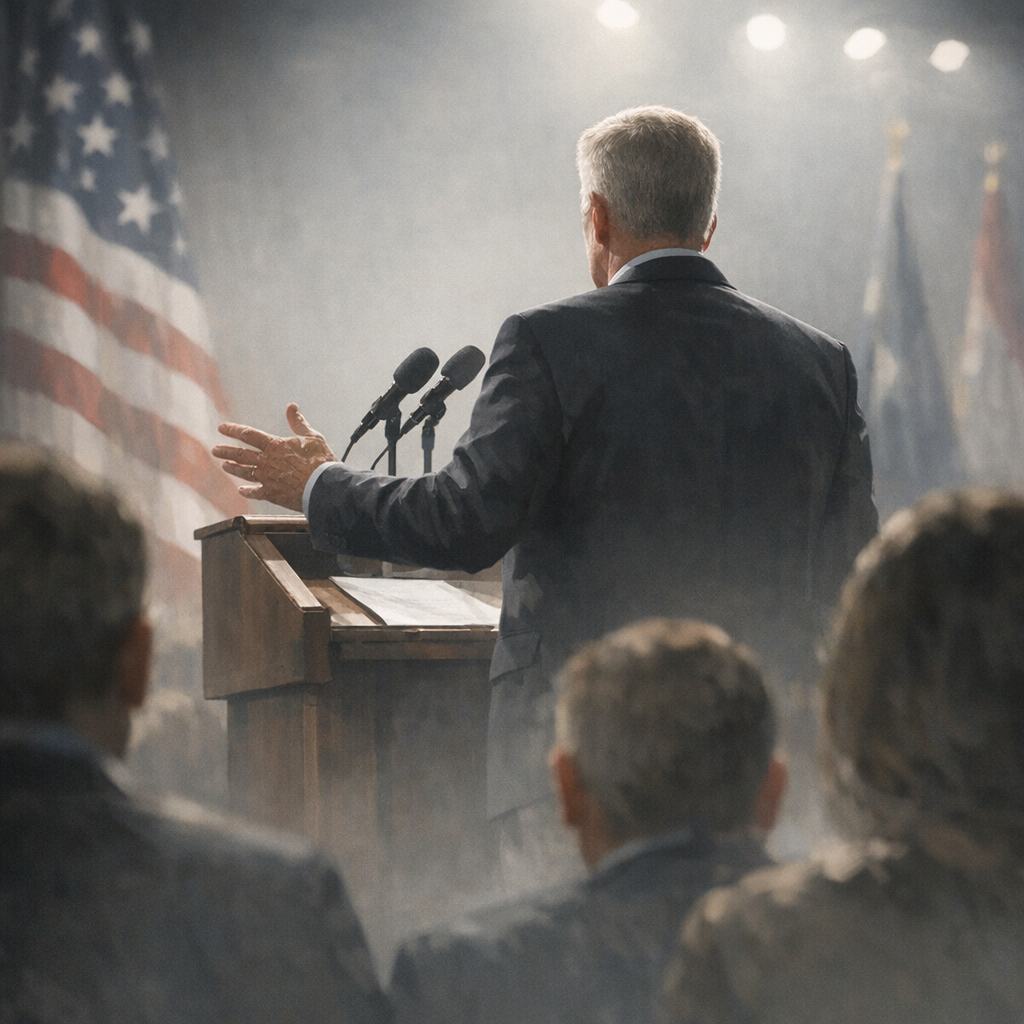 Senator Cassidy speaking at a podium