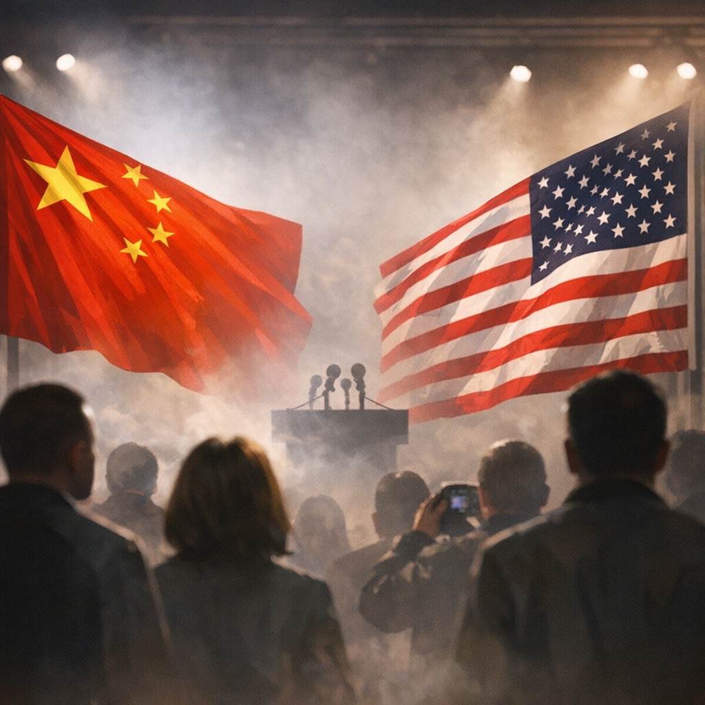 flags of China and USA