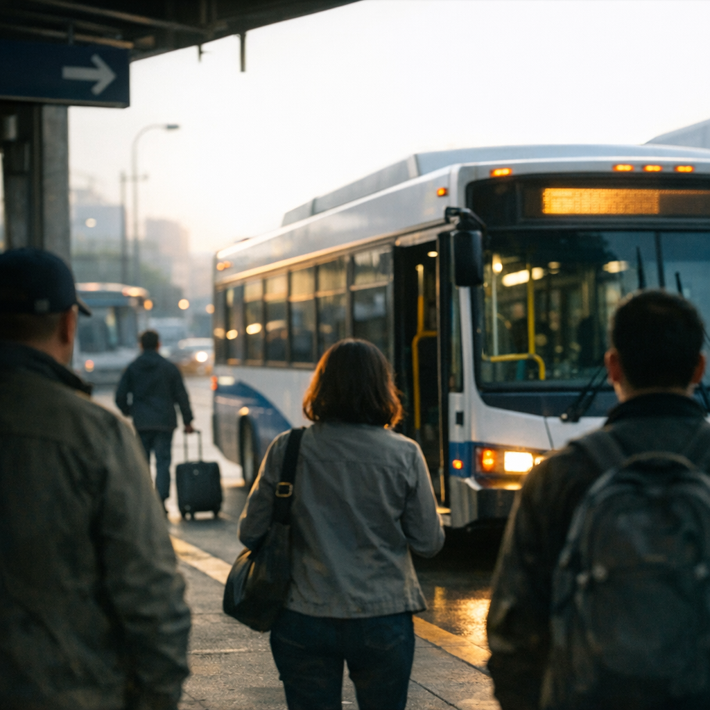 shuttle bus at a station