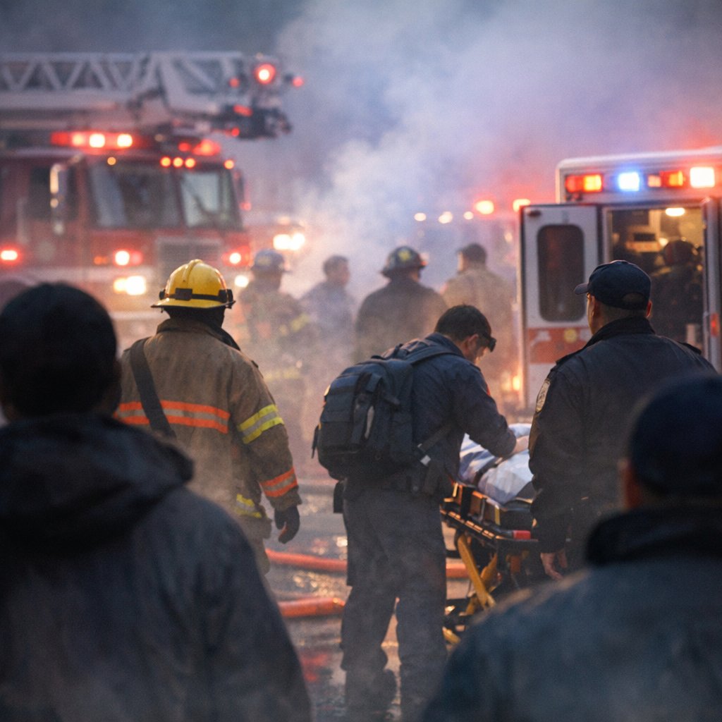 emergency services responding to the incident