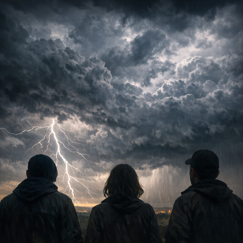 dark storm clouds with lightning