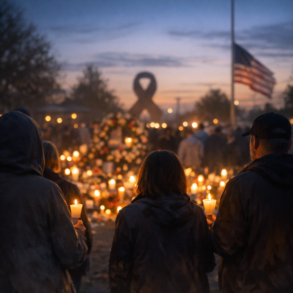 community members gathering for a vigil
