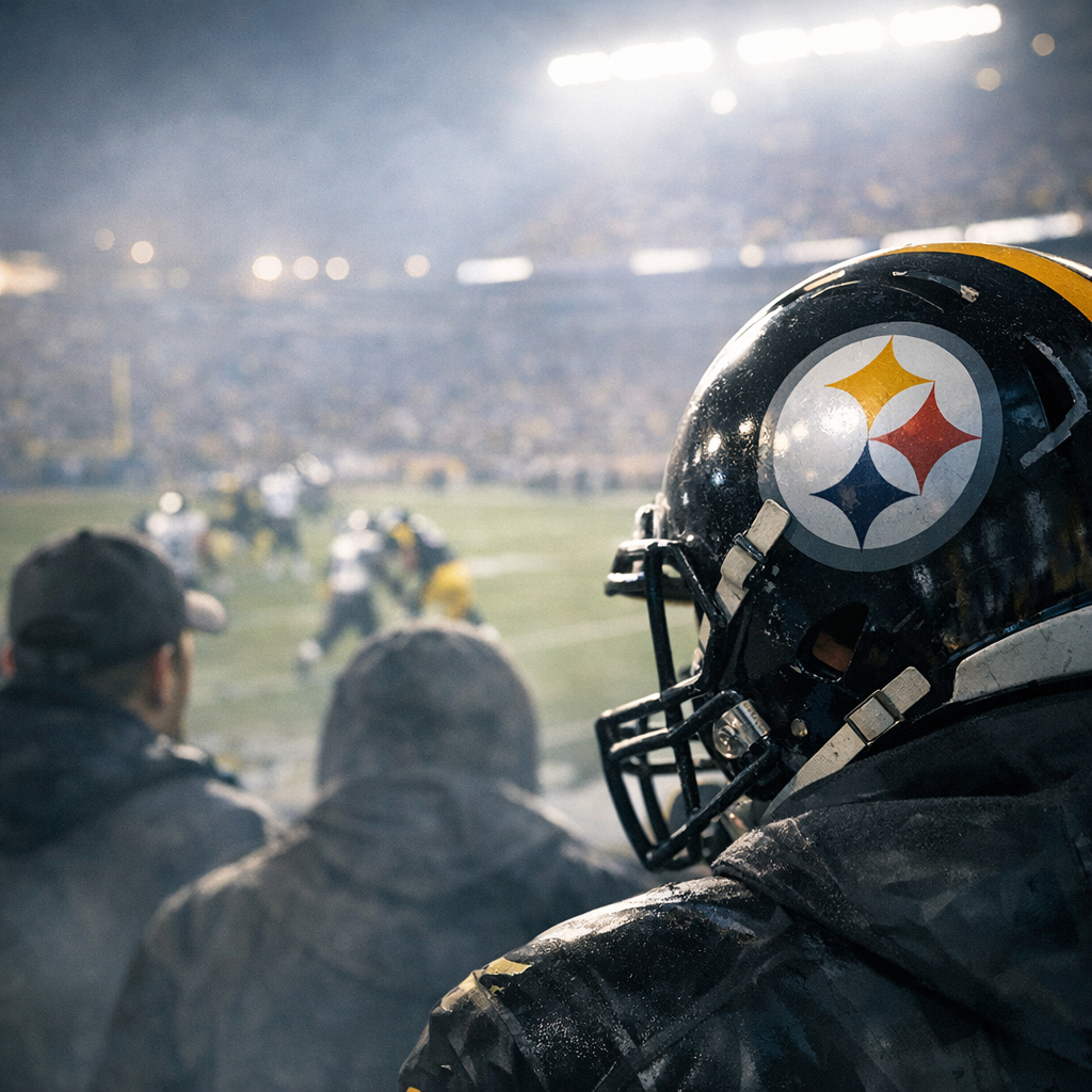 Steelers logo on a football helmet