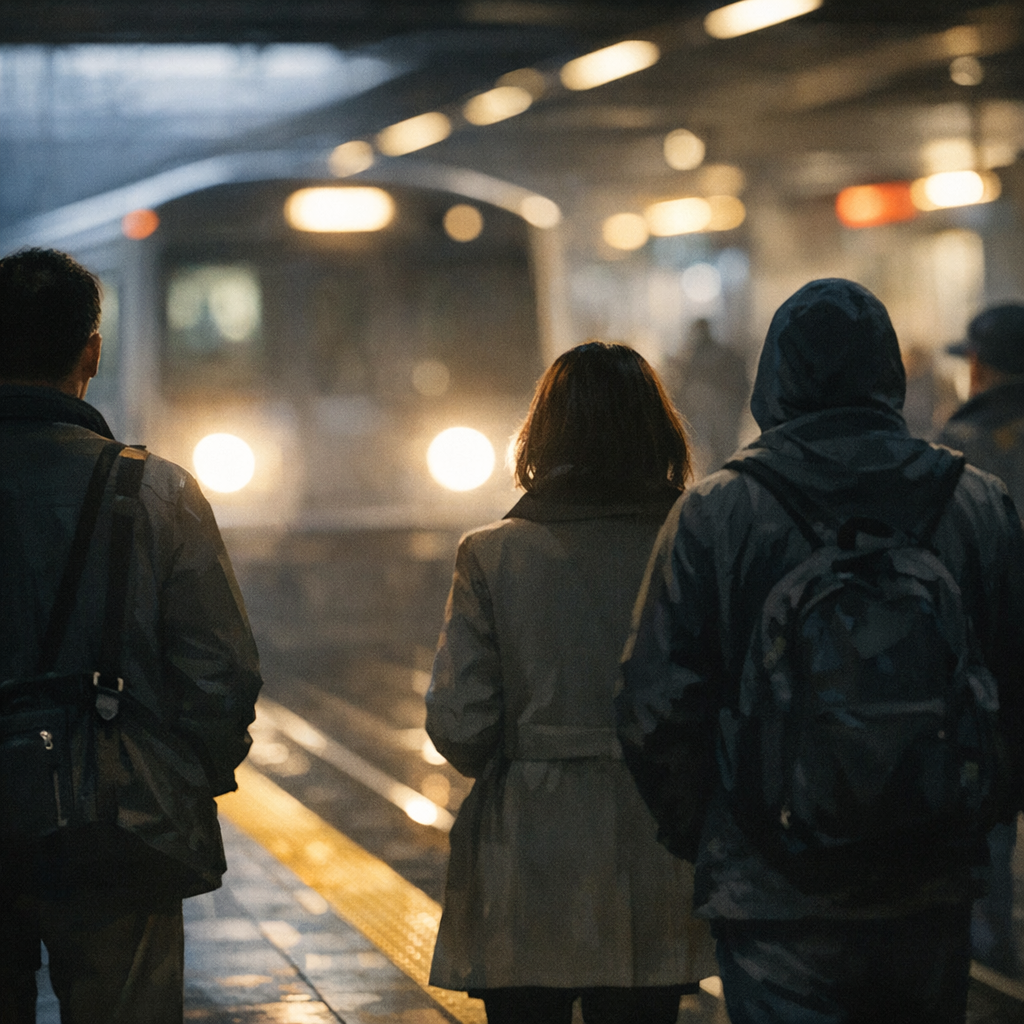 commuters waiting for train