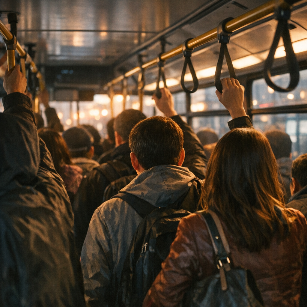 crowded bus during rush hour