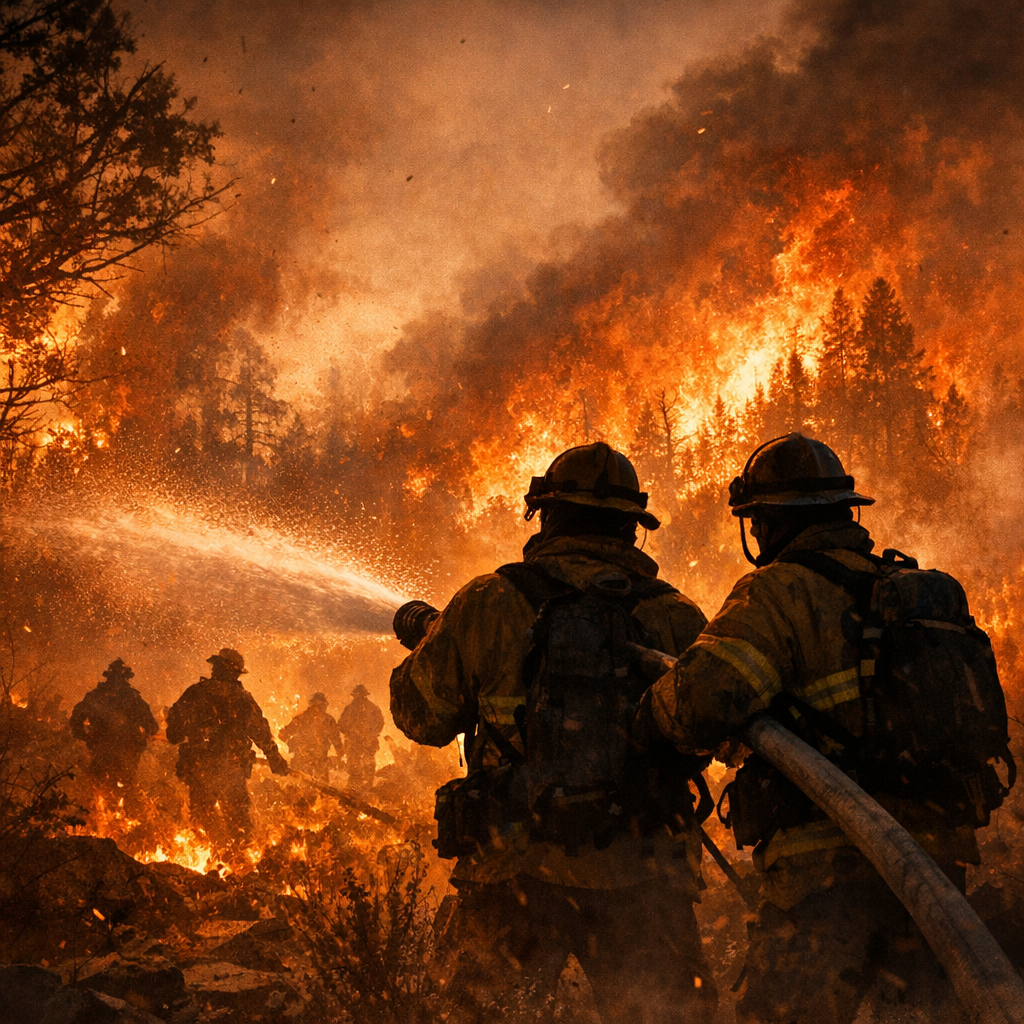 firefighters battling a wildfire