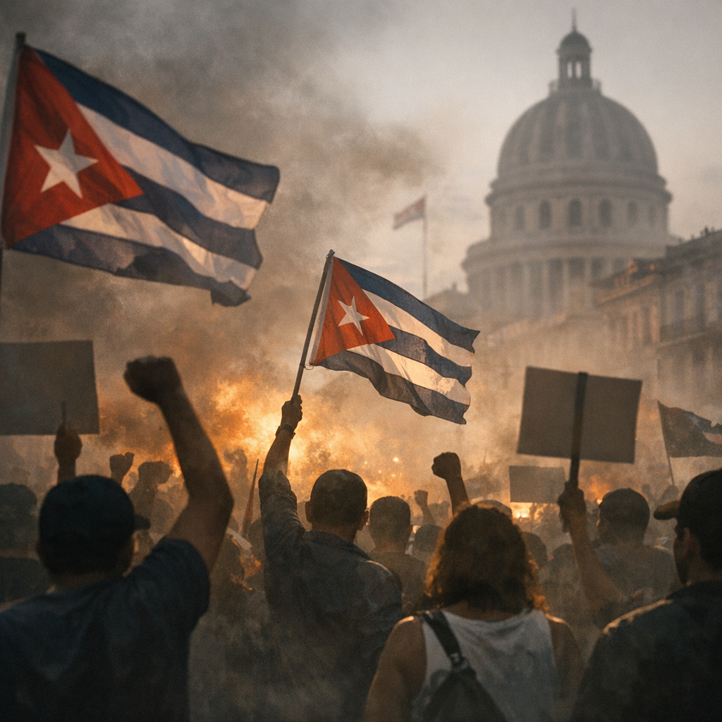Protesters demonstrating against the Cuban government